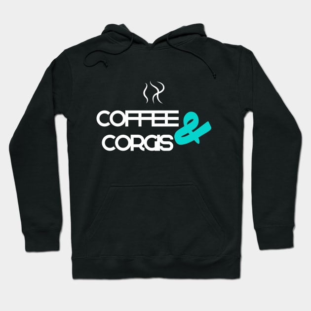 Coffee And Corgis Dog Design Hoodie by TeeClub